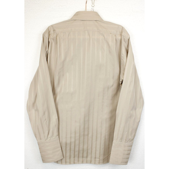 Paul Fredrick Dress Shirt Men 15 1/2 - 34 Imperial 100s Two Ply French Cuff Tan - Picture 2 of 9